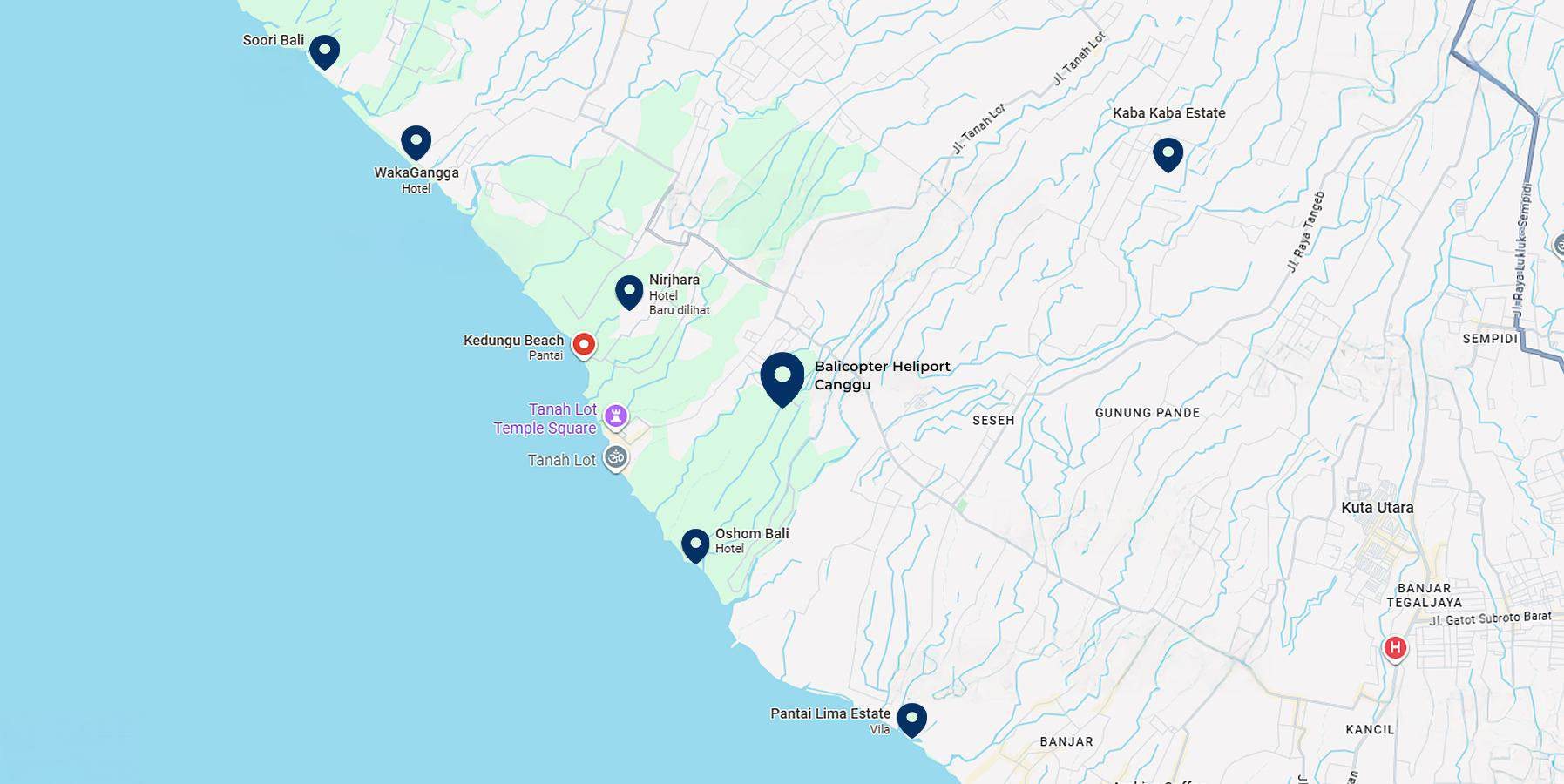 Map of Nuanu Heliport, Canggu