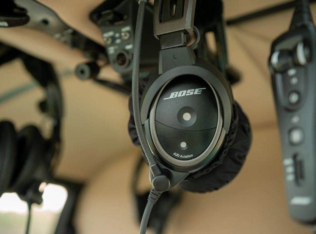Bose aviation headset in cabin